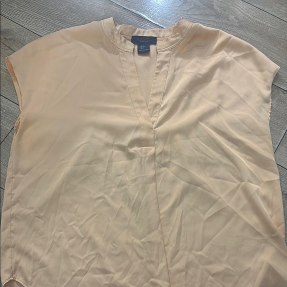 RACHEL Rachel Roy Orange Cap Sleeve Blouse with Mandarin Collar